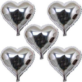 Resim Genel Markalar htshop Kalp Şekilli Gümüş Renk o Balon 45 cm 5 Adet kdstore 1092444 