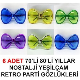Resim 70li 80li Yıllar Nostalji Yeşilçam Retro Parti Gözlükleri 6 Adet 