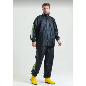 Resim Premium Motorcu Kurye Yağmurluk Takım Su Geçirmez Pvc Kumaş Reflektörlü Tübitak Onaylı - Siyah 