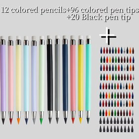 Resim 84/128 adet/Set, Yeni Renkli Kalem Seti, 12 Renkli Eterne Kalem, Mürekkepsiz Sonsuz Kalem, Okul Sanat Renkli Çizim ve Boyama Kırtasiye, Okul Malzemeleri, Kawaii Kırtasiye, Yazma Kalem 