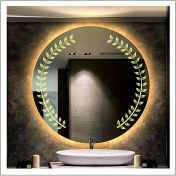 Resim Dnr-Mirror90 Cm Günışığı Ledli Tasarım Kumlamalı Banyo Aynası Makyaj Aynası Işıklı Ayna 