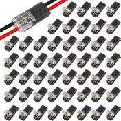 Resim 50 Paket D-FLIFE Takılabilir LED Tel Bağlayıcıları, 2 Pinli 2 Yönlü Evrensel Hızlı Bağlantı Noktaları, Bakır Temas, Şarj Edilmemiş, AWG 20-24 için, Çıkarılma Gerektirmez, Pil Olmadan 