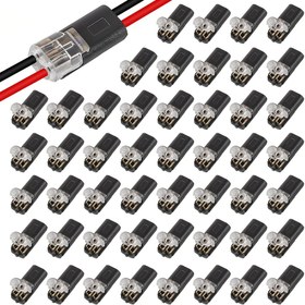 Resim 50 Paket D-FLIFE Takılabilir LED Tel Bağlayıcıları, 2 Pinli 2 Yönlü Evrensel Hızlı Bağlantı Noktaları, Bakır Temas, Şarj Edilmemiş, AWG 20-24 için, Çıkarılma Gerektirmez, Pil Olmadan 