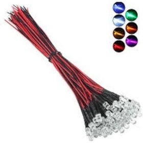 Resim 3v 5mm Şeffaf Mantar Led 0,22mm²20 Cm Kablolu Kırmızı 5adet 