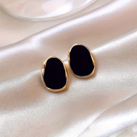 Resim 1 Çift Vintage Geometrik Oval Çivi Küpeler Kadınlar İçin, Retro Minimalist Tarz Alaşım Takı Aksesuarları 