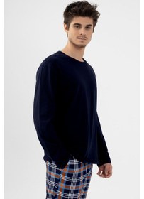 Resim Koza İç Giyim Erkek Pamuklu Uzun Kollu Ekose Desenli Pijama Takımı Ko60110 Turuncu 