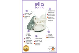 Resim Ella Bonna Organik Pamuk Bebek Pandufu, Kaydırmaz Taban, Yenidoğan Patiği, Ev Kreş Ayakkabısı, Beyaz 