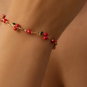 Resim Kadınlar için Şık Kiraz Cazibesi Bileklik - Tatlı & Sevimli, Günlük Kıyafet veya Hediye için Mükemmel Çok Yönlü Moda Aksesuarı 
