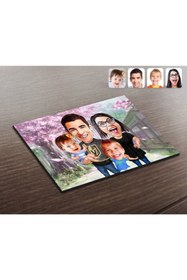 Resim Bk Gift Kişiye Özel Aile Karikatürlü Ahşap Puzzle-3 