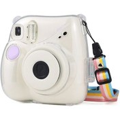 Resim Sones Fujıfılm Instax Mini 7+ Uyumlu Kayışlı Koruyucu Kristal Kılıf Şeffaf 