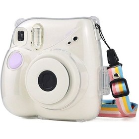 Resim Sones Fujıfılm Instax Mini 7+ Uyumlu Kayışlı Koruyucu Kristal Kılıf Şeffaf 