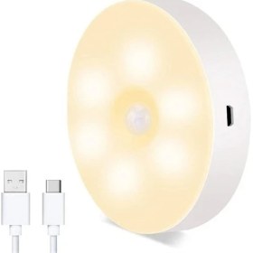 Resim Ozcmax Oz cm ax Hareket Sensörlü USB Şarjlı Spot Lamba Mıknatıslı ve Yapışkanlı Gün Işığı Renk LED 