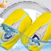 Resim 2 Adet Sarı Ayakkabı Çantaları - Yıkama Makinesi için Dayanıklı Polyester Oval Fermuarlı Çorap ve Ayakkabı Koruma, Güvenli Tutma Tasarımı, Sağlam Yapı, Seyahat Gereçleri, Çamaşır Torbaları 