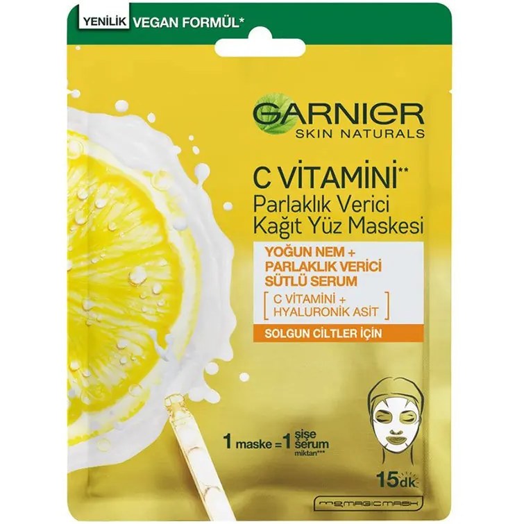 Garnier Vitamin C Parlaklık Verici Kağıt Yüz Maskesi 28 g I UYGUN FİYAT I ORİJİNAL I Fiyatı ve Özelliklerı - Badem
