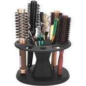 Resim Profesyonel Salon & Ev Saç Fırçası Düzenleyici - Çok Bölmeli Dayanıklı Plastik Dairesel Saklama Kutusu, Hafif Ekleme Stili Tasarım, Karışık Renkler/Siyah Fırçalar, Taraklar ve Aksesuarlar için, Şık Araç Tutucu, Çok Yönlü Organizatör, Kompakt Tasarım, Pürüzsüz Yüzey, Güzellik Meraklıları 
