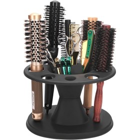 Resim Profesyonel Salon & Ev Saç Fırçası Düzenleyici - Çok Bölmeli Dayanıklı Plastik Dairesel Saklama Kutusu, Hafif Ekleme Stili Tasarım, Karışık Renkler/Siyah Fırçalar, Taraklar ve Aksesuarlar için, Şık Araç Tutucu, Çok Yönlü Organizatör, Kompakt Tasarım, Pürüzsüz Yüzey, Güzellik Meraklıları 