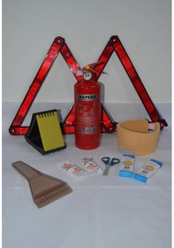 Resim Üçgen Trafik ve İlkyardım Seti Mapeks Yangın Tüpü Takoz Reflektör N11.536 