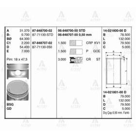 Resim GOETZE ISS 87-71130-50 Piston Segman 0.50 Accent 1.5 12V 95-00 