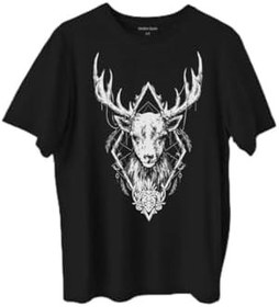 Resim Geyik Animal Street Culture Baskılı Tişört Unisex T-Shirt 