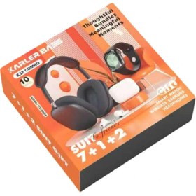Resim LTG Nova K32 Kombo 7 Adet Kordon Akıllı Saat Kulaklık Kafa Üstü Kablosuz Kulaklık Set - Siyah 