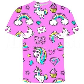 Resim Snapbuy 3d Gökkuşağı Unicorn Erkek Ve Kadın Tişört - Anime Streetwear Harajukuaçık Açık 