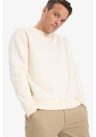 Resim Defacto Relax Fit Bisiklet Yaka Kalın İçi Yumuşak Tüylü Basic Düz Sweatshirt T5139az25auer140 Ekru 