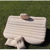 Resim caraks Araba Koltuğu Yatağı Otomobil Arka Koltuk Için Şişme Yatak Komprösörlü Şaft Destekli Bej Renk 