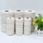 Resim Yüksek Kaliteli Bej Makrome Kordon - 99.67 metre, Ev Dekorasyonu, Halı Dokuma, Goblenler & Battaniyeler, Makrame, Pamuk Kordon, Yüksek Kalite, El İşi için Dayanıklı Pamuk İpi 