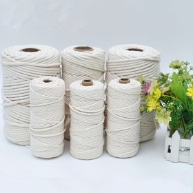 Resim Yüksek Kaliteli Bej Makrome Kordon - 99.67 metre, Ev Dekorasyonu, Halı Dokuma, Goblenler & Battaniyeler, Makrame, Pamuk Kordon, Yüksek Kalite, El İşi için Dayanıklı Pamuk İpi 