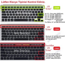 Resim McStorey Macbook Air Pro Klavye Koruyucu (US to TR) Ombre (Eski USB’li Model 2008/2017 yılı) ile Uyumlu 