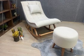 Resim MİSKİN PUFLU SALLANAN SANDALYE, NATUREL KREM 