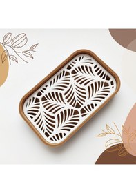Resim Dekoratif Plastik Banyo Sabunluğu Tezgah Üstü Kullanıma Uygun, Modern Tasarımlı Sabunluk Kabı Beyaz - Bronz 
