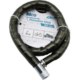 Resim Tüp Anahtarlı Metal Kafa Çelik Motor - Bisiklet Kilit Silindirik Spiral Kilit Siyah Kılıf 22MM x 100CM (3791) 