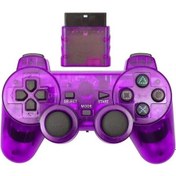 Resim Mor-şeffaf Renk Sony Ps2 Kablosuz Denetleyici Gamepad Playstation 2 İçin 2.4g Titreşim Joystick Konsolu Ps2 Aksesuarları 