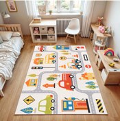 Resim Rugs Modern Halı Asya Koleksiyonu Çok Renkli Arabalar ve Yol Desenli Dokuma Taban Modern Dekoratif Halı asya19 
