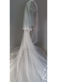 Resim Suzanna Moda Saten Biyeli Çift Kat Taraklı Hayal Tül Gelin Duvağı 2.50 Cm Uzun Kat - 85cm Kısa Kat Krem 
