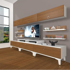 Resim Decoraktiv Ekoflex 8y Mdf Gold Tv Ünitesi Tv Sehpası - Beyaz - Ceviz 