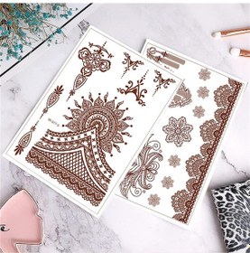 Resim 12 Adet 2022 Yeni Avrupa Ve Amerikan Kırmızı-kahverengi Dantel Dövme Çıkartma Su Geçirmez Tatil Partisi Dayanıklılık İle 