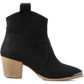 Resim Stil Durağı Olivia Model 5 Cm Topuklu Kisa Western Bot Siy.suet 