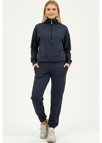 Resim Özel Tasarım Yakası Uzun Fermuarlı Rahat Ve Sportif Jogging Takım Gri-2 