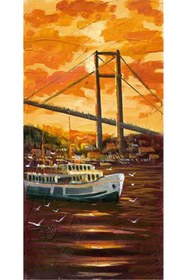 Resim Tablosan Istanbul Boğaziçi Köprüsü Ve Vapur Kanvas Tablo 70x140 Cm Kb16223 70x140 Cm 