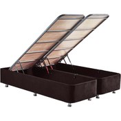 Resim Nironyatak Niron Ela Baza -150X200 Cm Çift Kişilik Sandıklı Siyah Kumaş Baza 