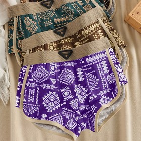 Resim 4 Parça Erkek Vintage Tarzı İç Çamaşırı Takımı - Parlak Geometrik Desenli Moda Yumuşak Boksör Külotlar, Günlük Kullanım, Koşu ve Antrenman için Rahat ve Nefes Alabilir | Eğlenceli Desenler | Konforlu Kalıp 