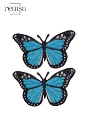 Resim REMSATİC Ütü Ile Yapışan Arma - Patch - Kelebek Modeli Turkuaz (6cm X 5,5cm) 2 Adet 