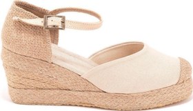 Resim Star Tombis Gerçek Elişi Burnu Hasır Platformlu Dolgu Topuk Keten Hasır Espadril Handmade 