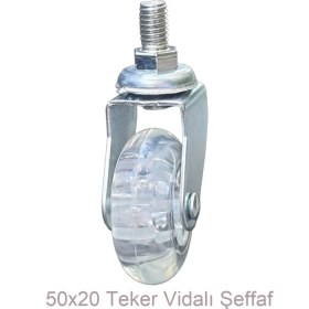 Resim Adilon Ofis Koltuk Dolap Etajer 360 Derece Döner 50 x 20 Vidalı Teker Şeffaf 50 mm (4 Adet) 