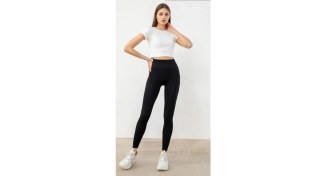 Resim Kadın Siyah Fitilli Full Likralı Esnek Yüksel Bel ve Kalın Kemerli Toparlayıcı Etkili Tayt 