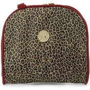 Resim Kahverengi Leopar Desenli Kırmızı Çift Ebat Portatif Alışveriş Çantası Çok Renkli 