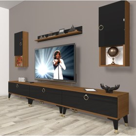 Resim Decoraktiv Eko 270da Mdf Gold Tv Ünitesi Tv Sehpası - Ceviz - Siyah 