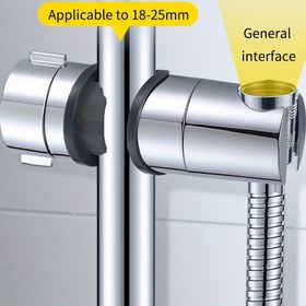 Resim Duvar Montajlı Ayarlanabilir Krom Duş Başlığı Tutucu - Kelepçeli, Klasik Tasarım, Çoğu Duş Başlığına Uyumlu (18.5-25mm Arayüz), Dayanıklı Plastik Yapı, Duş Aksesuarları 